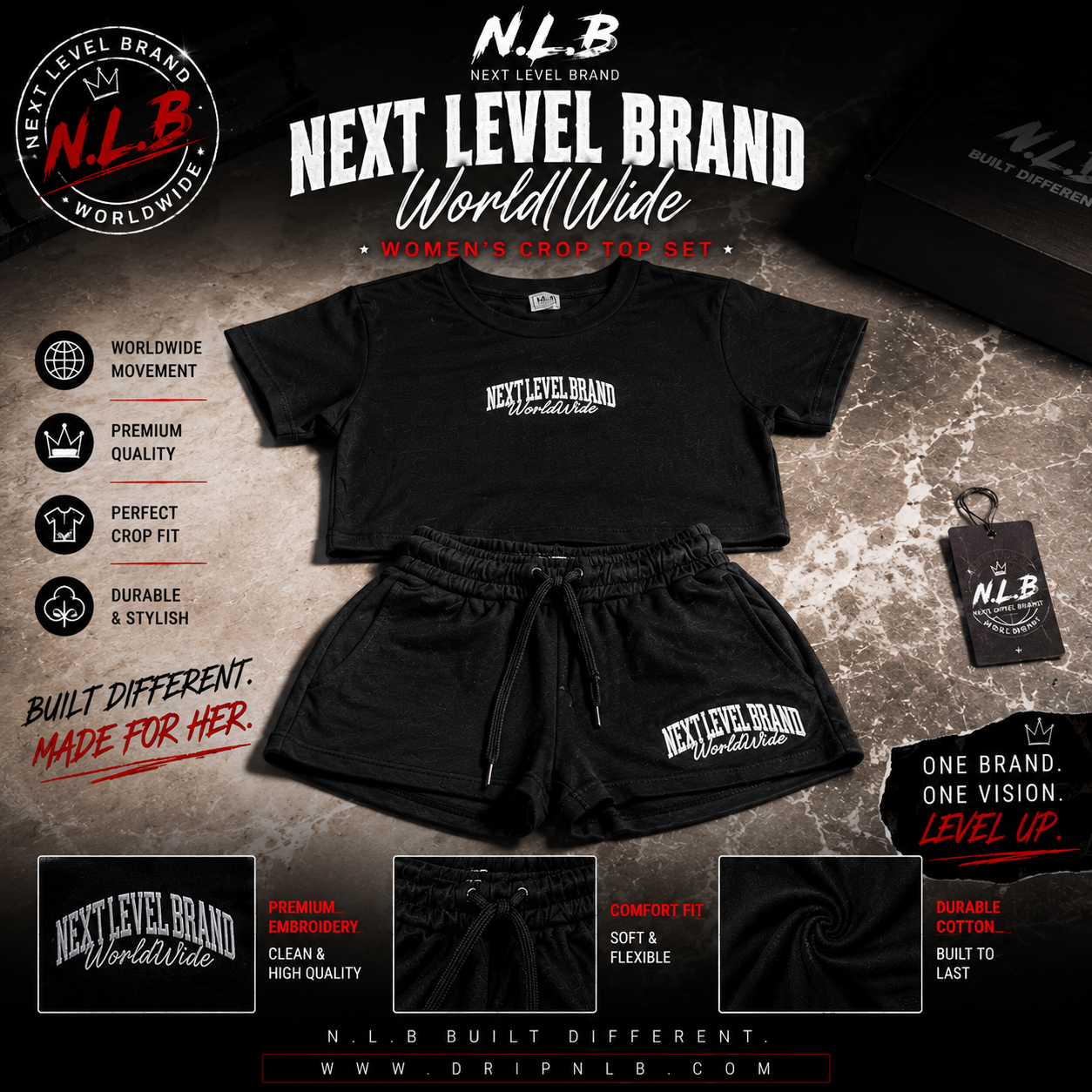 Next Level Brand Women “CropTop Sets”